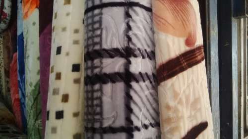 (FREE DELIVERY)Two ply mink blanket queen size for winter autumn (Light blue and cream blend, brown)