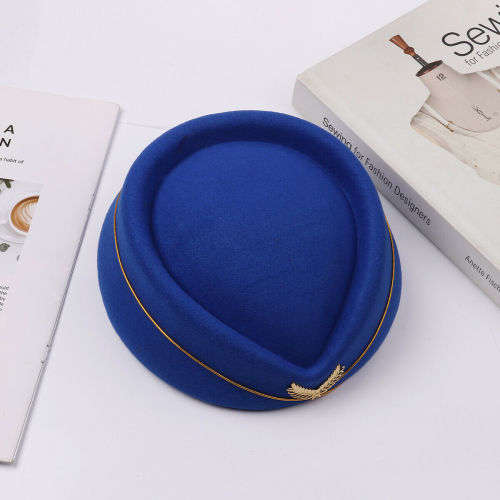 (FREE SHIPPING) Stewardess Wool Cap Flight Attendant air hostess Cap For Costume stylish hat for wom