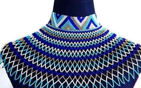 Shoulder Necklace/Blue Maasai Necklace/Zulu Necklace/Kenyan Necklace/Multicolored South African Neck
