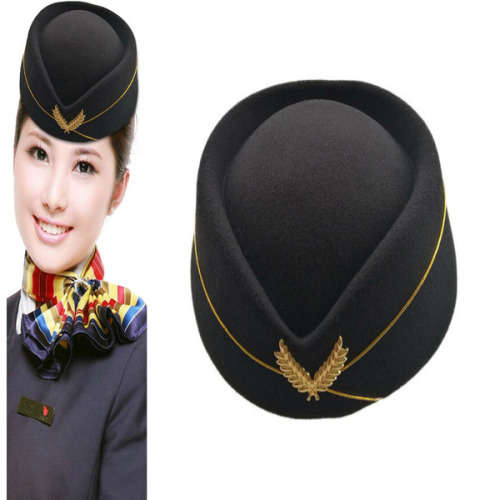 (FREE SHIPPING) Stewardess Wool Cap Flight Attendant air hostess Cap For Costume stylish hat for wom