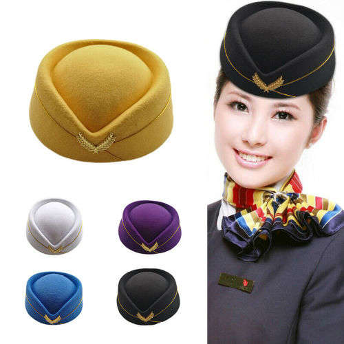 (FREE SHIPPING) Stewardess Wool Cap Flight Attendant air hostess Cap For Costume stylish hat for wom