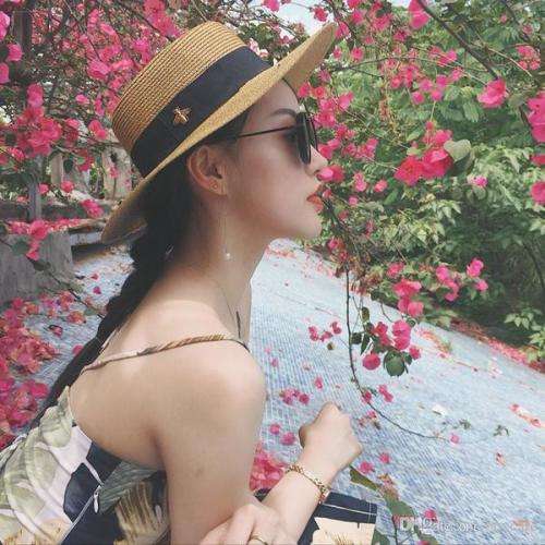 (Free Shipping) Summer Women's Hat Bling Golden braid Straw Hat Casual Solid Pattern For Adult women