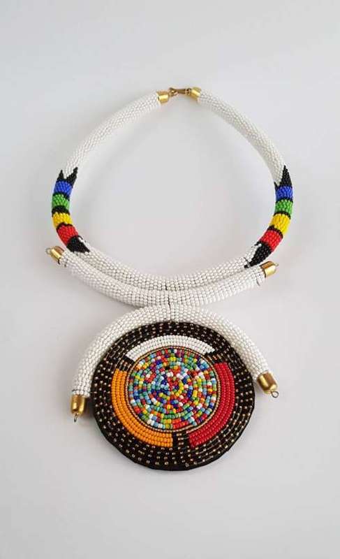 White African necklace,Beaded pendant necklace , African beaded necklace for women , Kenyan jewelr