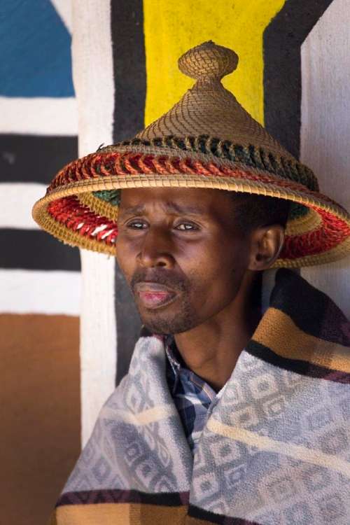 Traditional African cultural Basotho headwear headgear hat