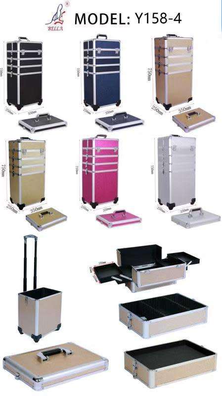 (PARIS) Toiletry cosmetics Makeup bag travel 4 in 1 Trolley Portable Professional Cosmetic Travel