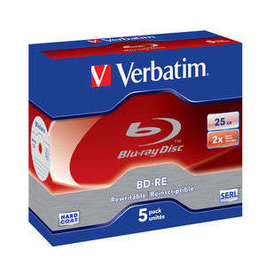 Verbatim 43615 Blu-ray BD-RE (2x), RE-Writable , 25GB v2.0 Single Layer - 5 Pack