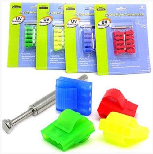 Vantec EZ-Grip Molex Connector Kit - UV reactive Red , 10 molex connector with one molex remover