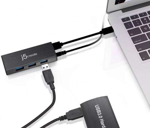 J5 Create 4x USB3.0 Hub - Powered via USB port or power adapter (included)