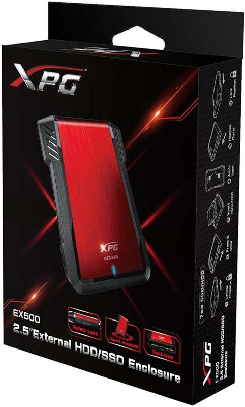 Adata Ex500 2.5` USB3 SATA/SSD External Hard Drive Enclosure, support upto 9.5mm 2.5` hard drives