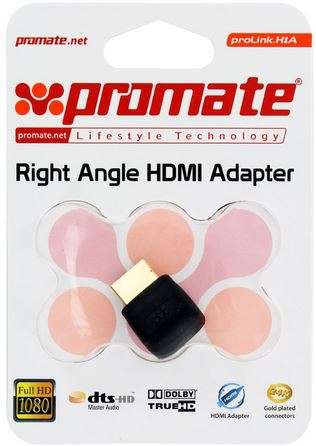 Promate - Right-Angle HDMI Female to HDMI Adapter