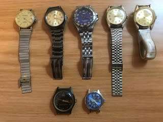 SEVEN HANDWINDING OLD SCHOOL TYPE WRISTWATCHES-ALL FOR ONE BID