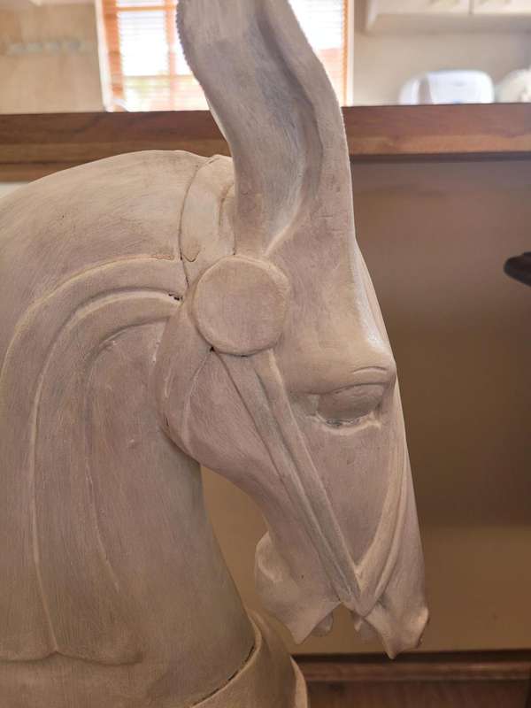 VERY BEAUTIFUL WHITE WOODEN ROCKING HORSE-FULL SIZE FOR A KID TO ENJOY 88cm high x 80cm long