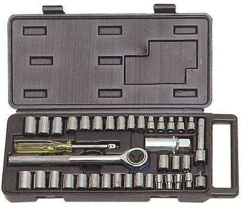 40 Piece Socket Set - 1/4" & 3/8" Drive S.A.E. and Metric Size Combination Socket Wrench Set