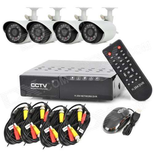 CCTV SURVEILLANCE KITS  - 4CHANNEL - 1200 TVL COLOUR/IR OUTDOOR CAMS (3G & Internet remote viewing)