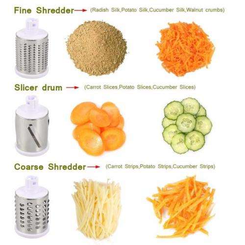 Table top drum grater with accessories