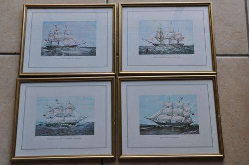 Set of 4 Historical ship Prints Framed