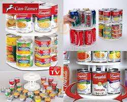 2 Tier Can Tamer Food Beverage Can Carousel Fridge Space Saver Organizer