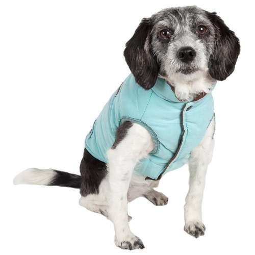 Doggy Jacket - Red, yellow grey stripes material