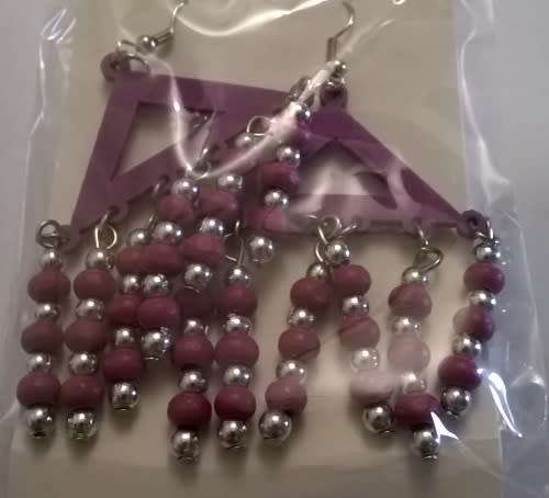 3 PAIRS Indonesian Wooden Bead Drop Earrings