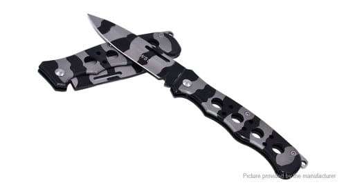 W55 Camo Folding Blade Knife Non-slip Design Self-Defense Knives For Outdoor Camping