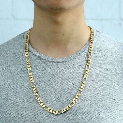 GORGEOUS 7mm Gold Filled Stainless Steel Figaro Chain Necklace 60cm
