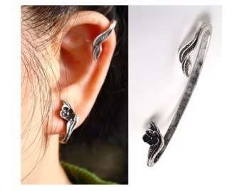 European Single Antique Bronze Punk Flowers Ear Hook