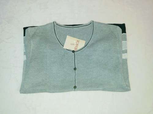 Striped Short Sleeve Button up Jersey - Grey