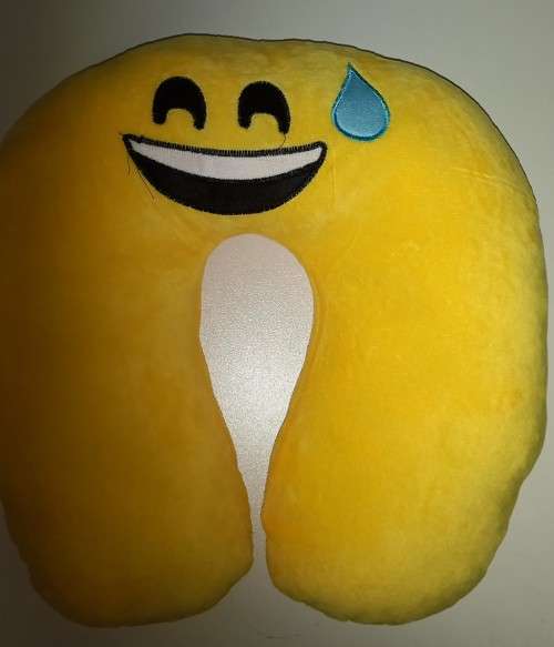Emoji Travel Pillow - Grinning Sweat Face