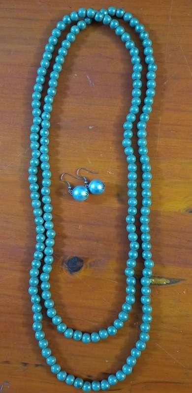 Plain Beaded Pearl Necklace with Earrings set