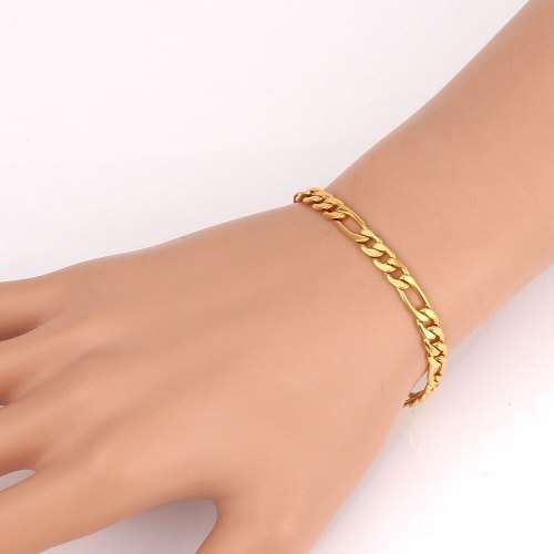 Stainless Steel Gold Filled Figaro  Bracelet - 7mm