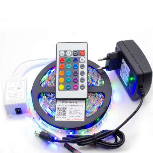 5M Waterproof LED Flexible Strip Light RGB + Remote + 12v Adapter