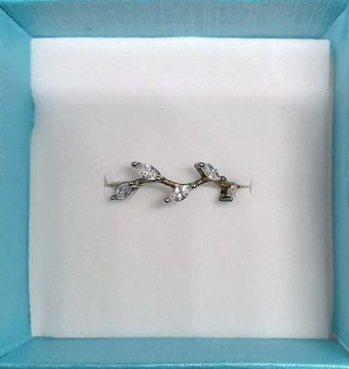 Adjustable Silver Crystal Ring - Leaves