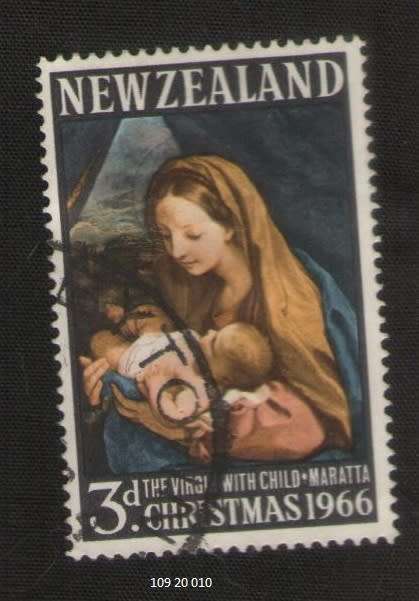 New Zealand used 1966 Christmas 3d  The Virgin with Child - by Carlo Maratta