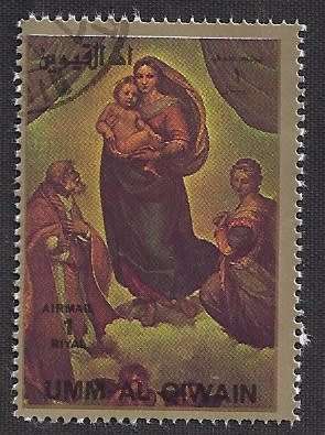 UAE Umm al-Qaiwain  used :1972 Airmail - Paintings, The Living Christ -1R