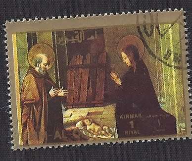 UAE Umm al-Qaiwain  used :1972 Airmail - Paintings, The Living Christ -1R