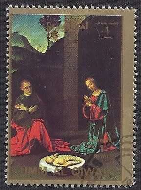 UAE Umm al-Qaiwain  used :1972 Airmail - Paintings, The Living Christ -1R