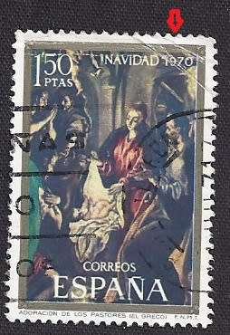 Spain used 1970 Paintings by Lius de Morales 1 50Pta   Adoration of the shepherds REDUCED