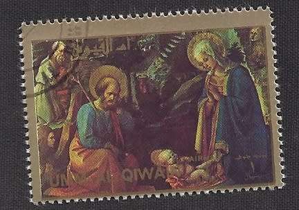UAE Umm al-Qaiwain  used :1972 Airmail - Paintings, The Living Christ -1R