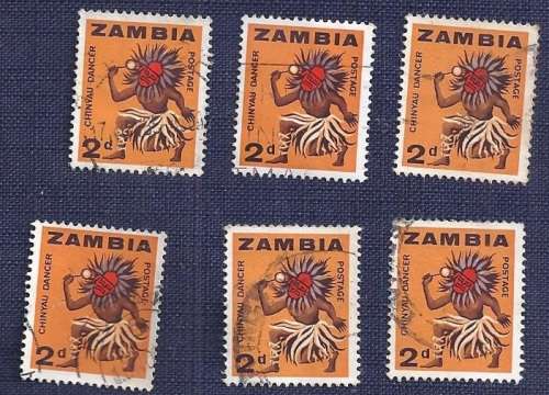 Zambia.1964.Local Motifs -  Chingyau dancer      2P (x 6)