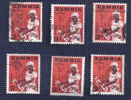 Zambia.1964.Local Motifs -  Cotton-picking      3P (x 6)