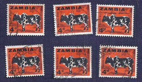 Zambia.1964.Local Motifs -  Angoni bull       4P (x 6)