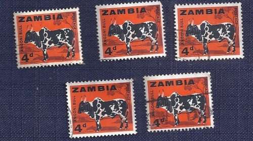 Zambia.1964.Local Motifs -  Angoni bull       4P (x 5)