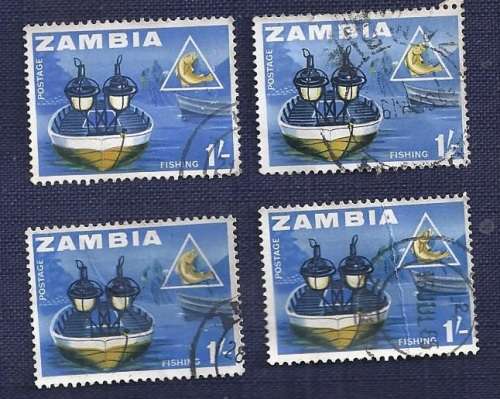 Zambia.1964.Local Motifs - Fishing at Mpulungu       1 Sh (x 4)