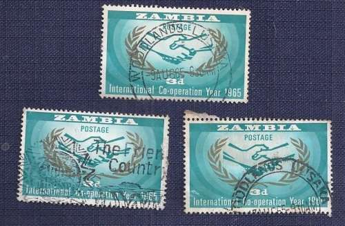 Zambia.1965.United Nations  20yrs - Emblem  6d  (x 3)