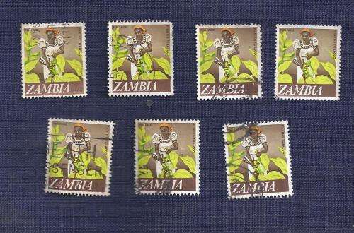 Zambia.1968.Local Motifs - Picking tobacco   10N (x 7)
