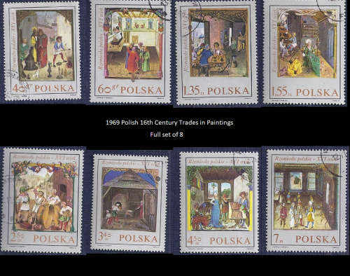Poland.1969.Polish 16th Century Trades in Paintings (Full set of 8)