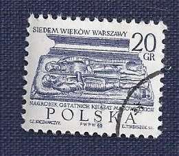 Poland.1965.700th Anniversary of Warsaw  - Tombstone of Last Duke of Mazovia  20 gr