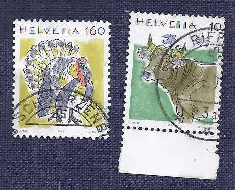 Switzerland.1992. Animals   Cattle  10 & Domesticated Turkey 160 set