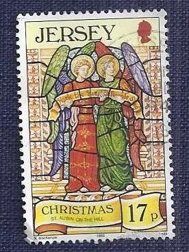 Jersey.1993.Two Angels holding `Hark the Herald Angels Sing` Banner