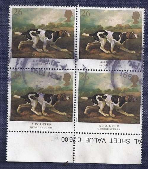 Britain.1991.Paintings by George Stubbs - A Pointer  26P block of 4